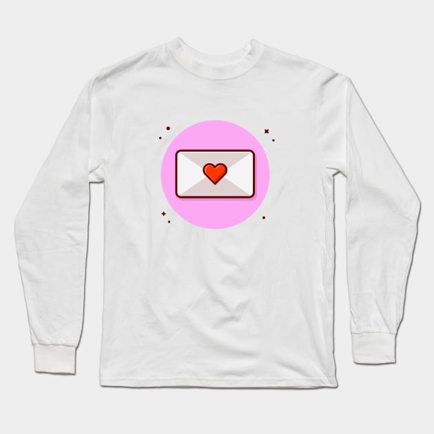 Evenlope With Love Cartoon Vector Icon Illustration Long Sleeve T-Shirt by Catalyst Labs